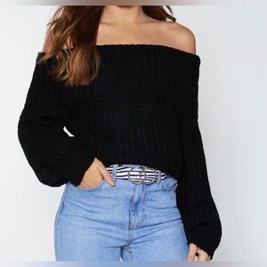 Nasty Gal Black Off The Shoulder Sweater New With Tags